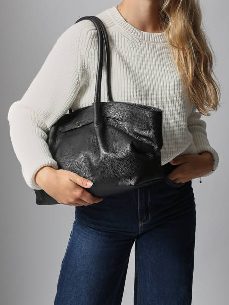 Schoudertas Caviar Leder Milano Zwart caviar CA25062 ander zicht 1